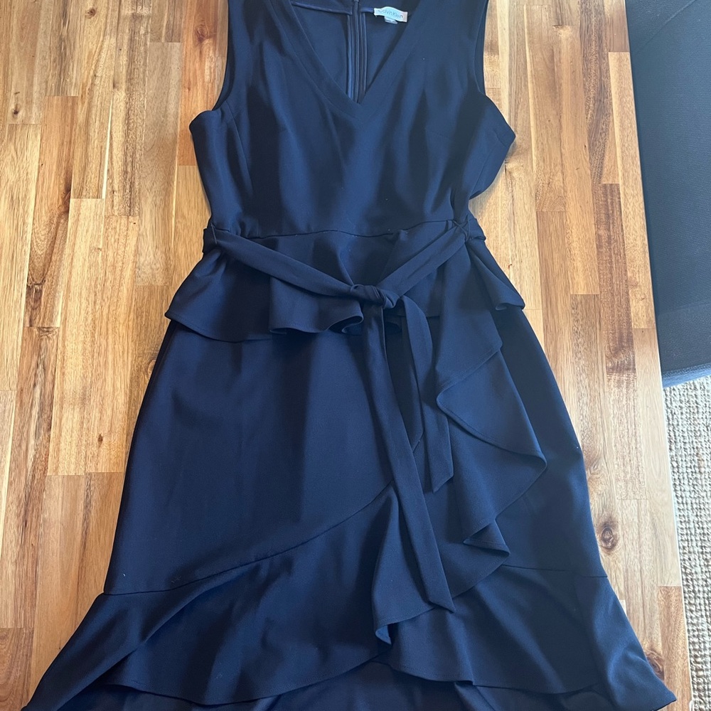 Calvin Klein Blue Sleeveless V-Neck High Low Dress